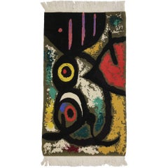 Vintage Surrealist Style Tapestry after Miro's 'Femme et Oiseaux' Woman and Birds