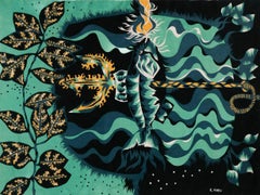 Surrealist Tapestry by Raymond Hurtu, Circa 1960
