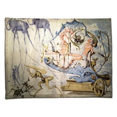 Surrealistischer Wandteppich "le char de Bacchus" von Salvador Dali
