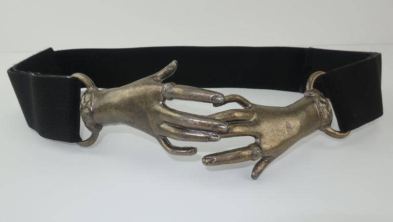 Surrealist Victorian Style Clasping Hands Belt Buckle, C.1970 at 1stDibs