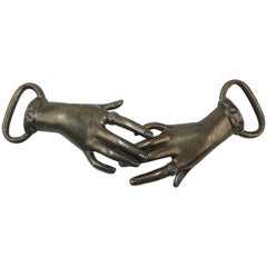 Surrealist Victorian Style Clasping Hands Belt Buckle, C.1970