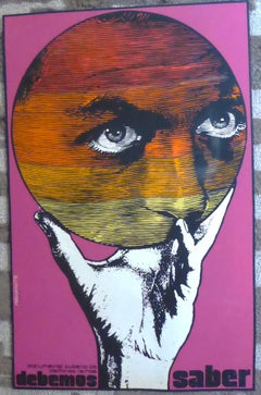 Surrealist Vintage Cuban Documentary Film Poster- Debemos Saber - Reboiro 1979