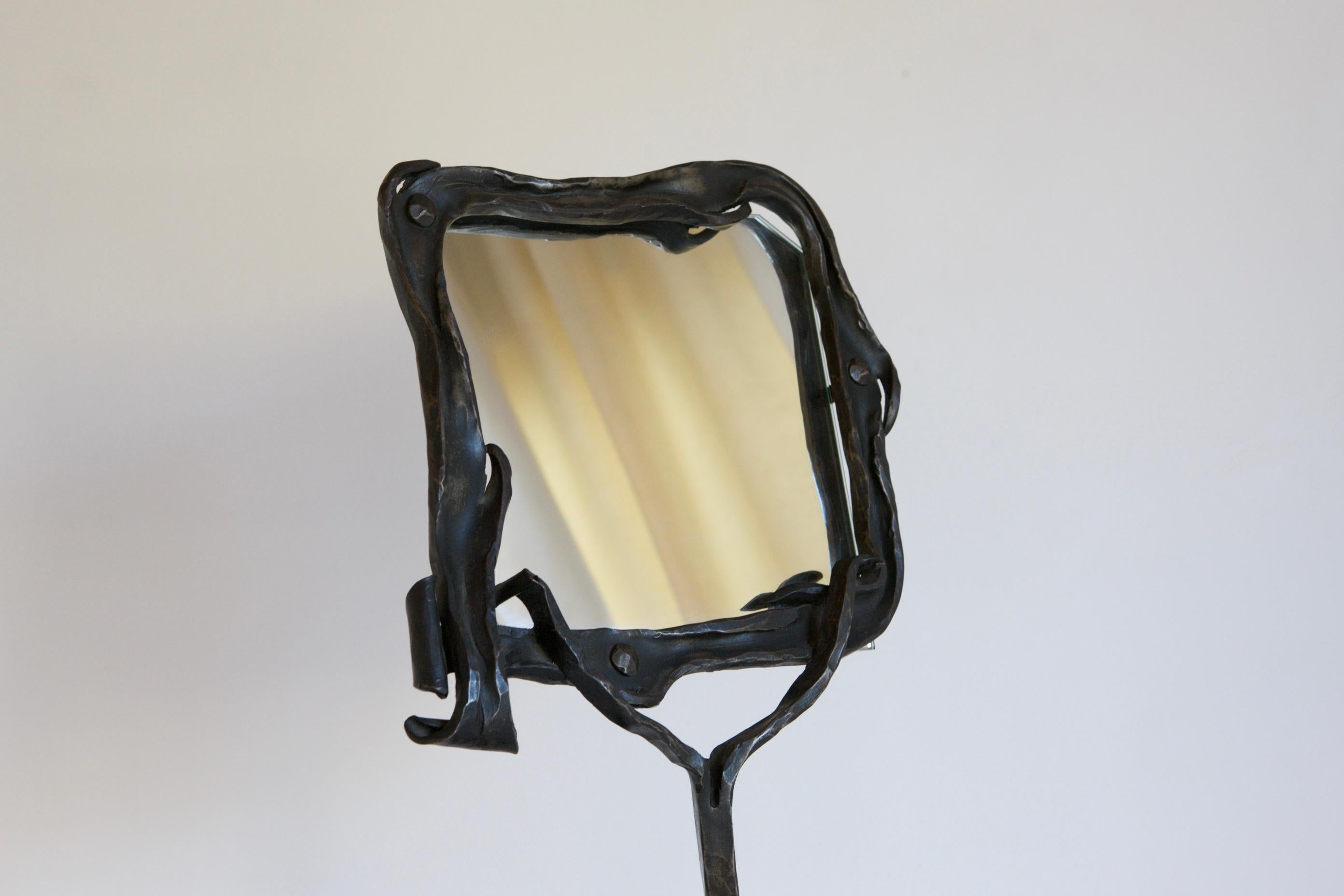 French Surrealist Wrought Iron Table Mirror
