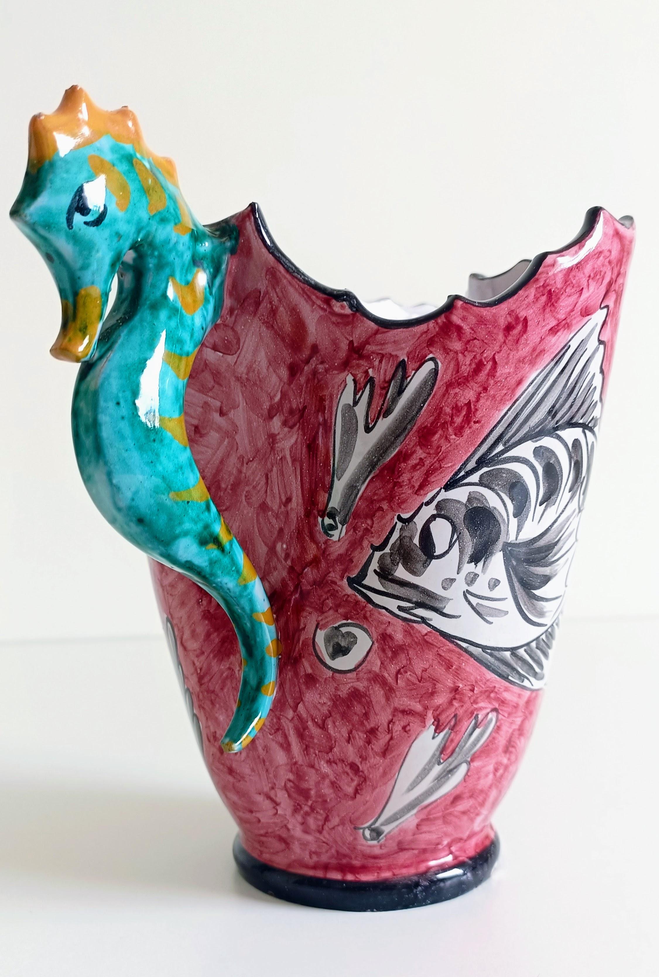 Surrealistic Artistic Majolica Pitcher Signed by Alabbo Amalki, Italy, 1960s For Sale 9