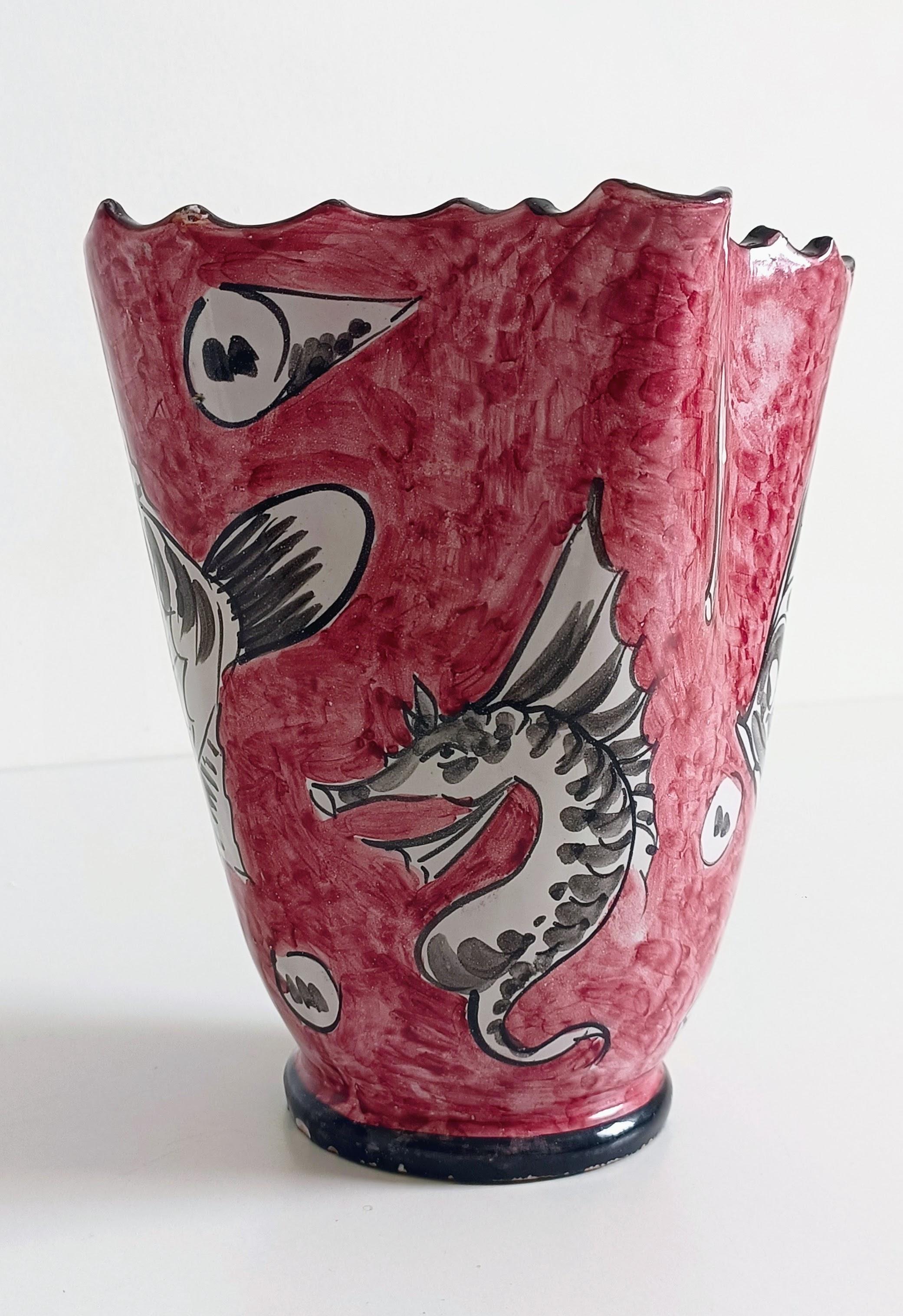 Surrealistic Artistic Majolica Pitcher Signed by Alabbo Amalki, Italy, 1960s For Sale 13