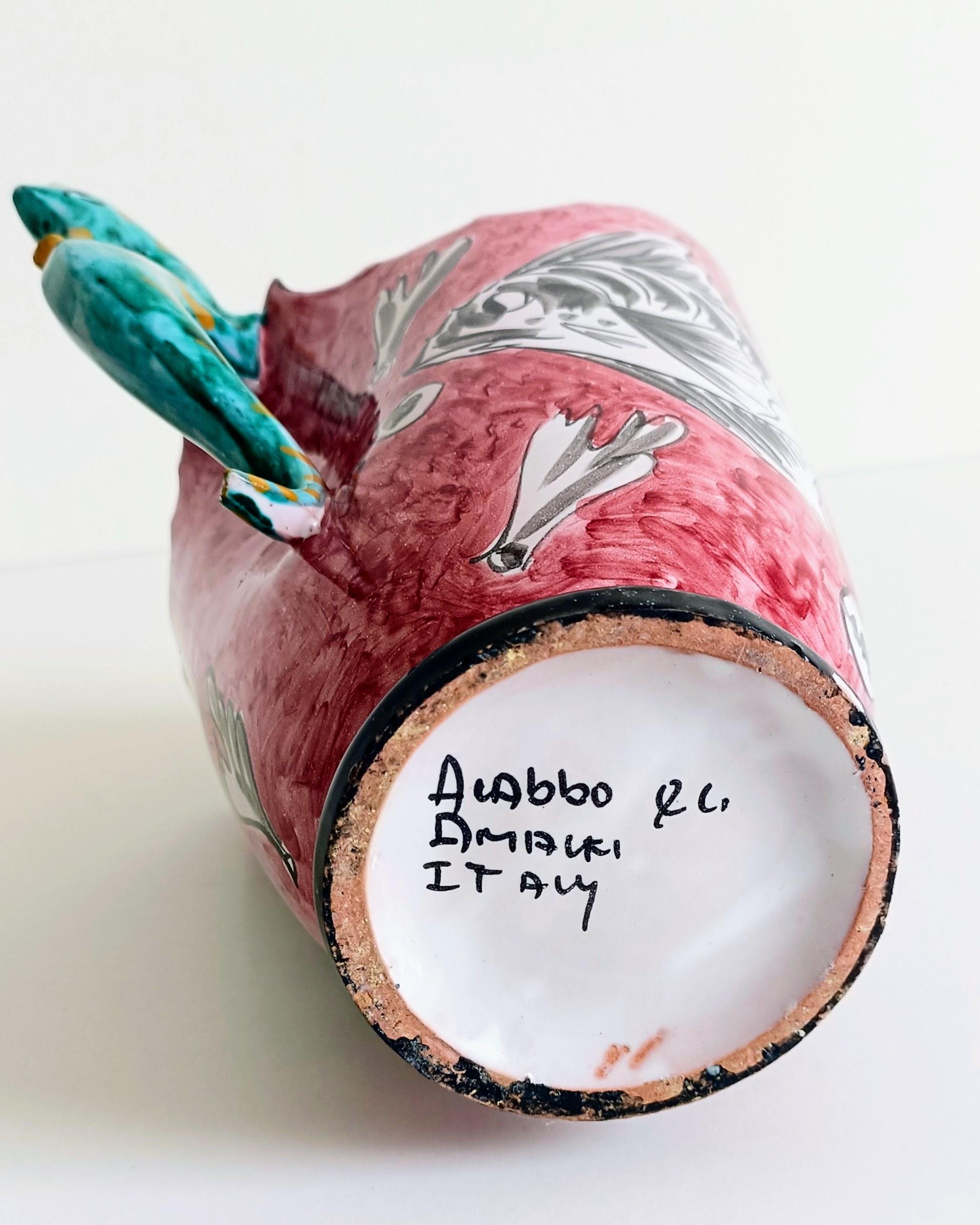 Surrealistic Artistic Majolica Pitcher Signed by Alabbo Amalki, Italy, 1960s For Sale 2