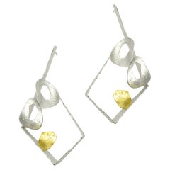 Surrealistic Effervescence Argentium Silver/22K Gold Earrings by Maria Blondet