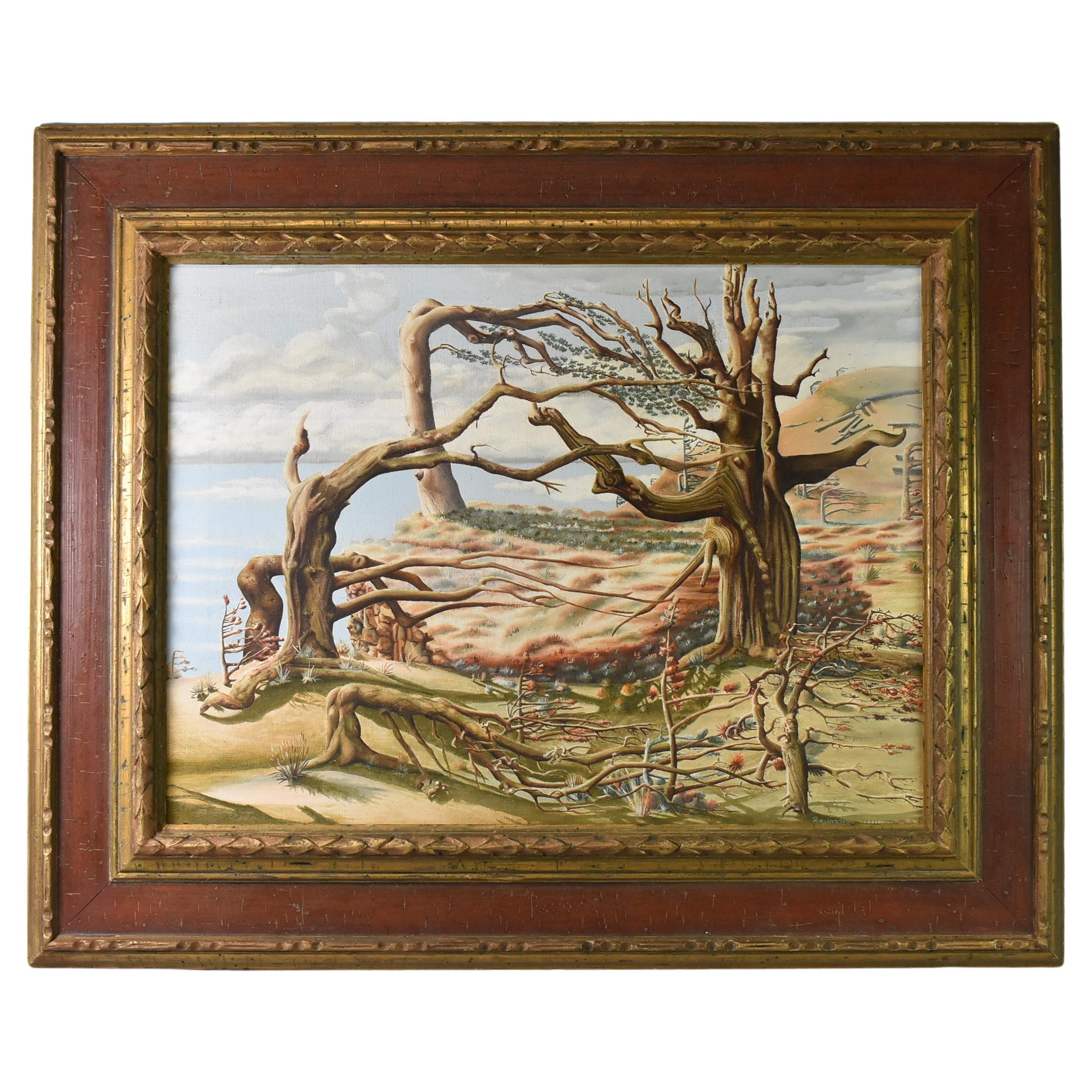 Surrealistic Landscape Scene, Raymond Warren 1953 For Sale