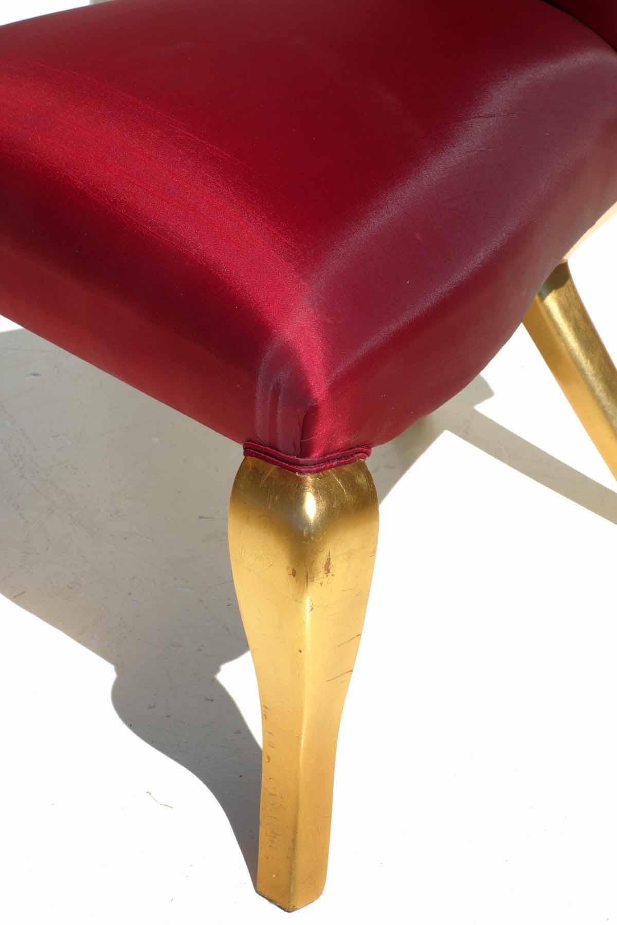Late 20th Century Surrealistic Modern Gold and Red Pair of Chairs For Sale
