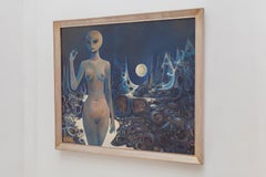 Surrealistic Oil Painting on Canvas, 1970s, Signed