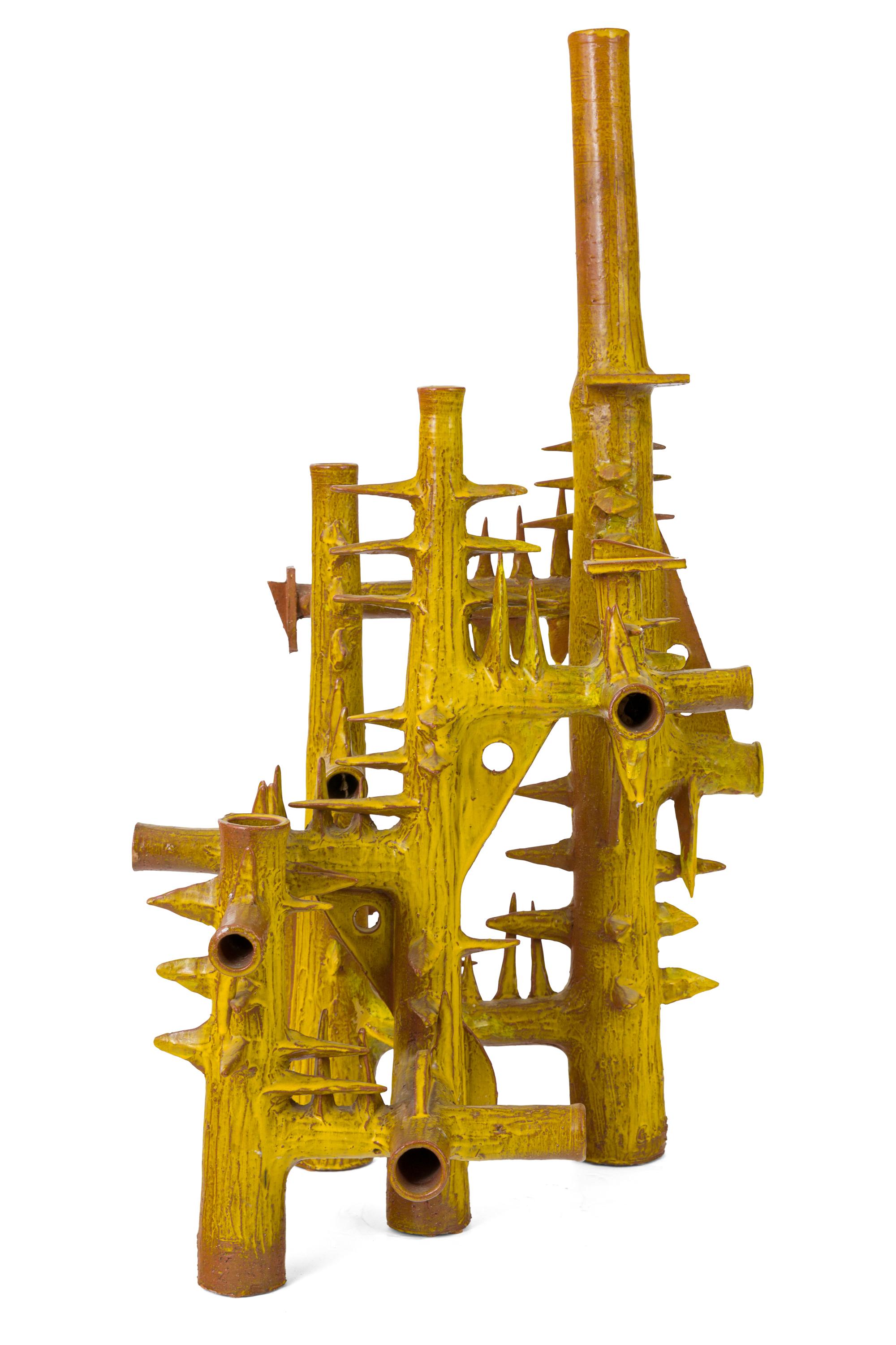 Late 20th Century Surrealist Yellow Glazed Terracotta Sculpture by Architect, France, 1970s