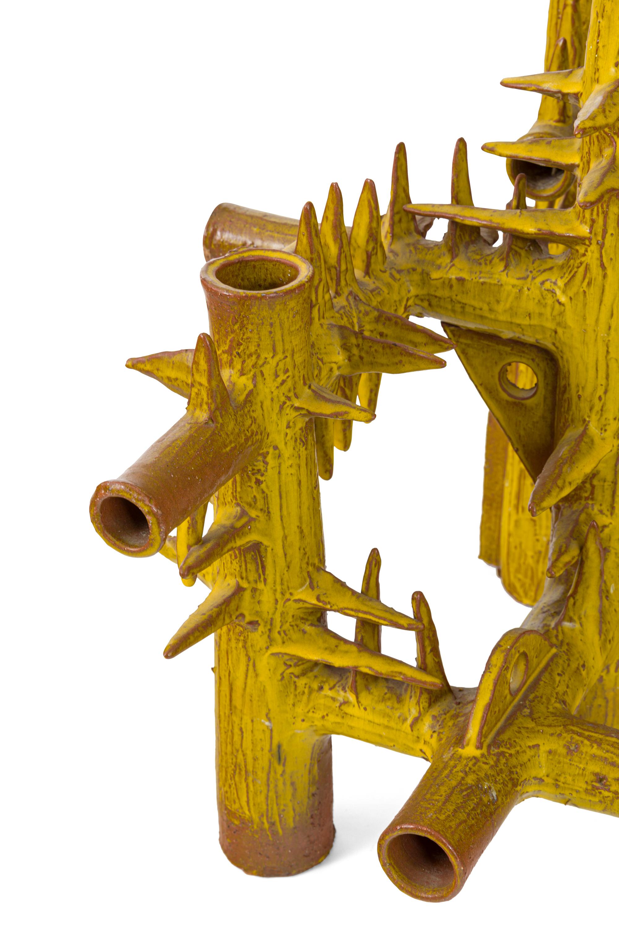 Surrealist Yellow Glazed Terracotta Sculpture by Architect, France, 1970s 2