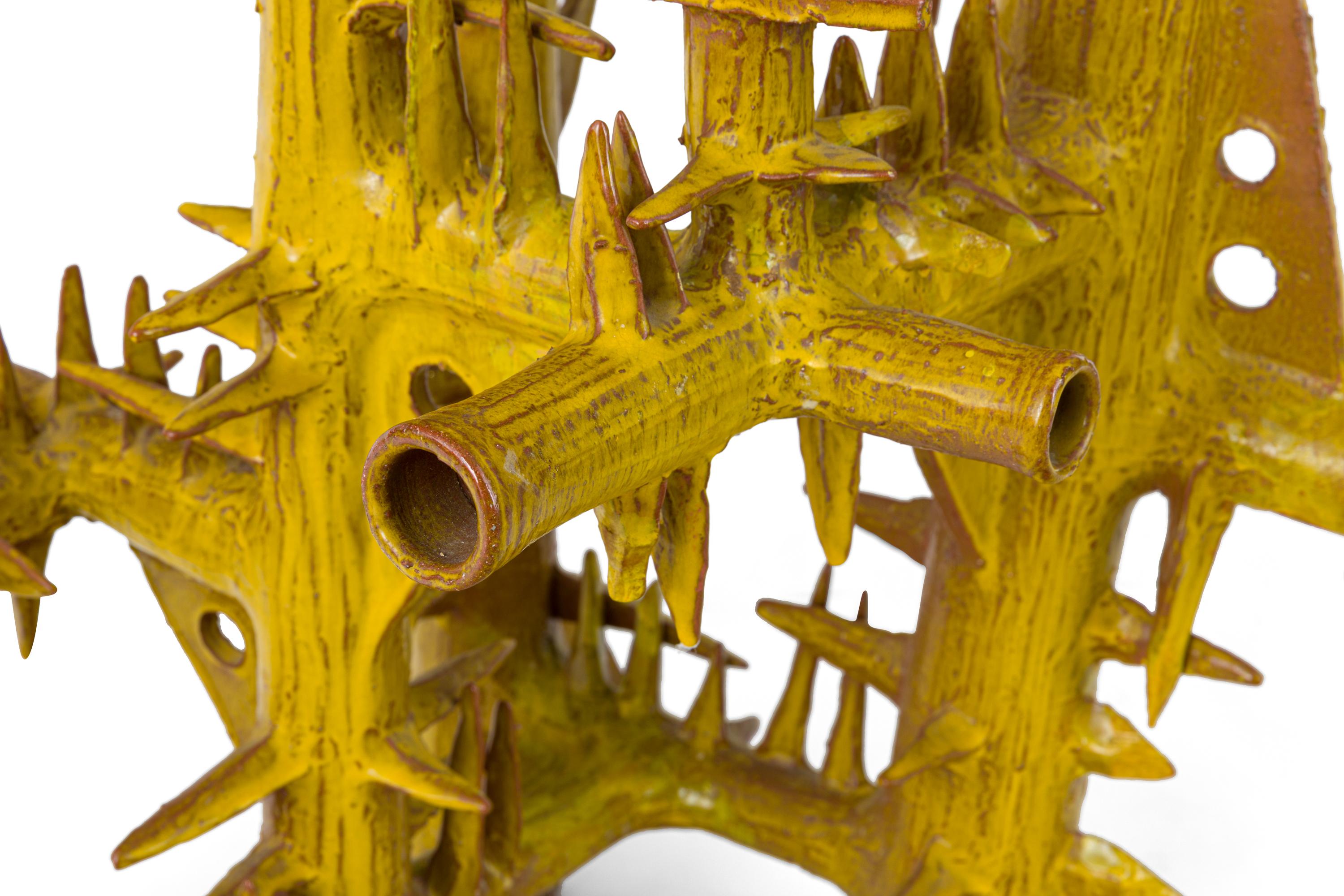 Surrealist Yellow Glazed Terracotta Sculpture by Architect, France, 1970s 3