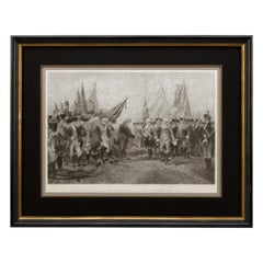 "Surrender of Cornwallis at Yorktown" First Edition Antique Engraving, 1870