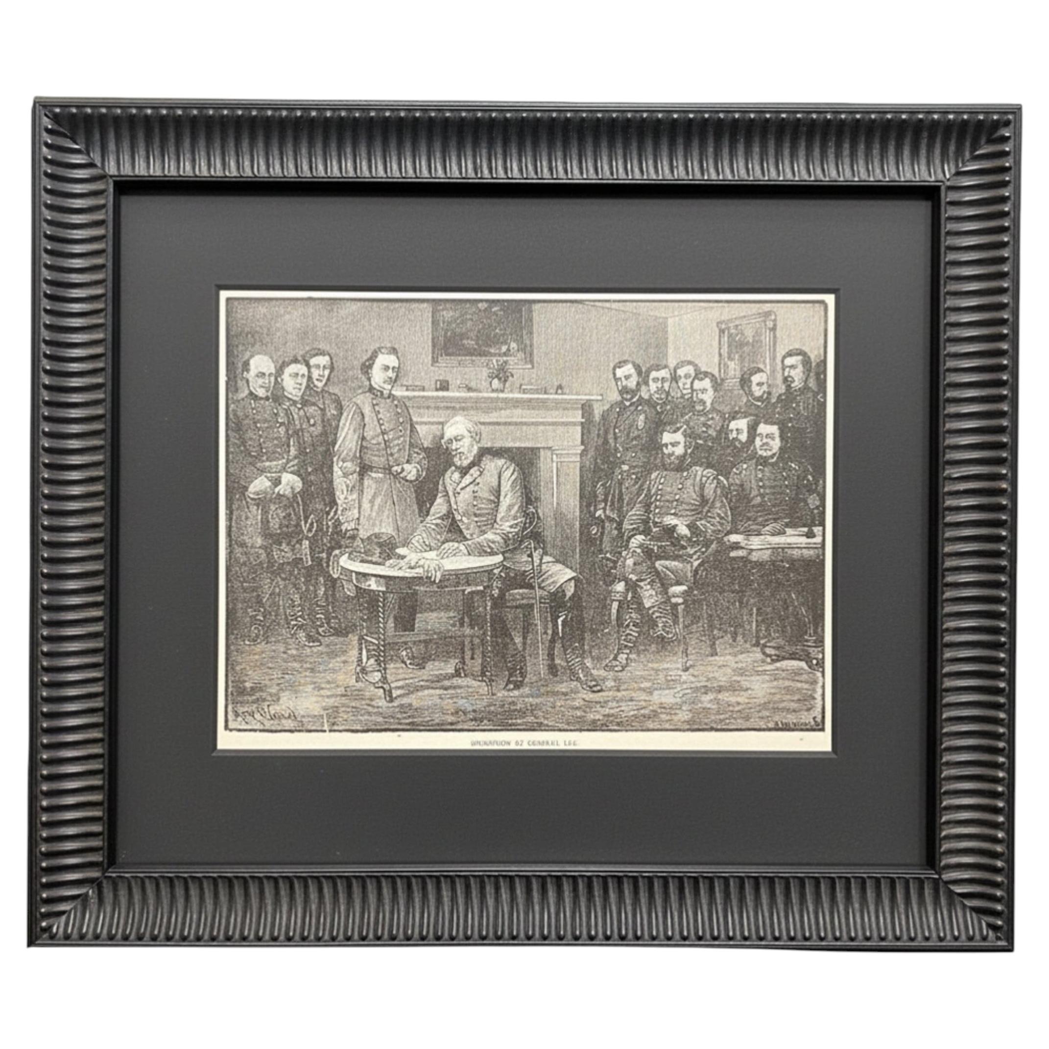 «La rendición del general Lee». Grabado en madera de D. Meeden, según A. R. Waud en venta