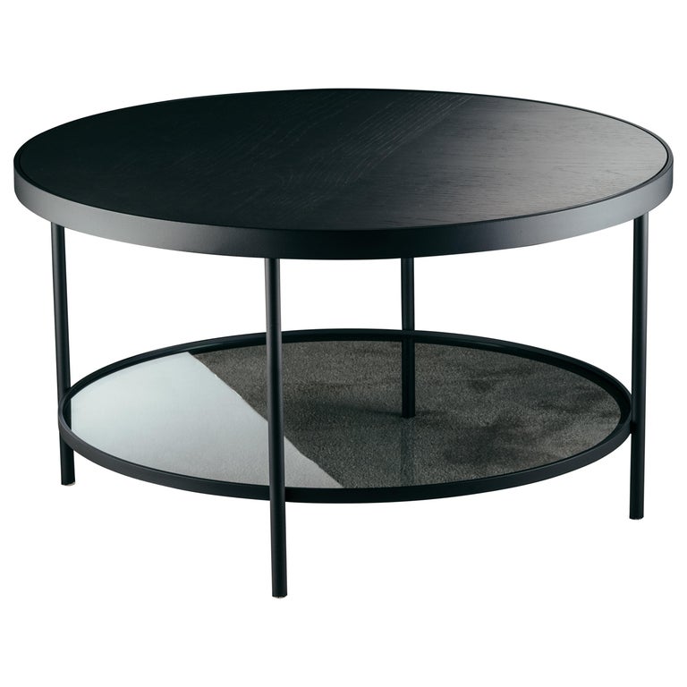 Surround Me Coffee Table In Black Ashwood Top And Matte Metal For At 1stdibs Black Ashwood Top And Matte Metal, Industrial Round Coffee Table Ashwood Modern Home Decor