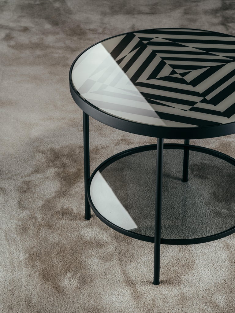 Surround Me Coffee Table In Optical Glass And Matte Black Metal For Sale At 1stdibs