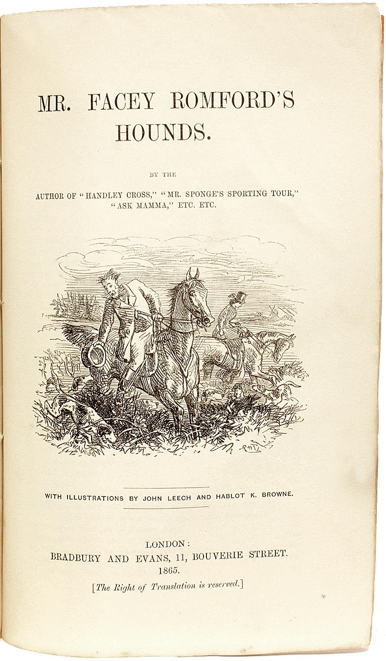 Surtees, Mr. Facey Romford's Hounds, First Edition in the Original 12 Parts 1864 In Good Condition For Sale In Hillsborough, NJ