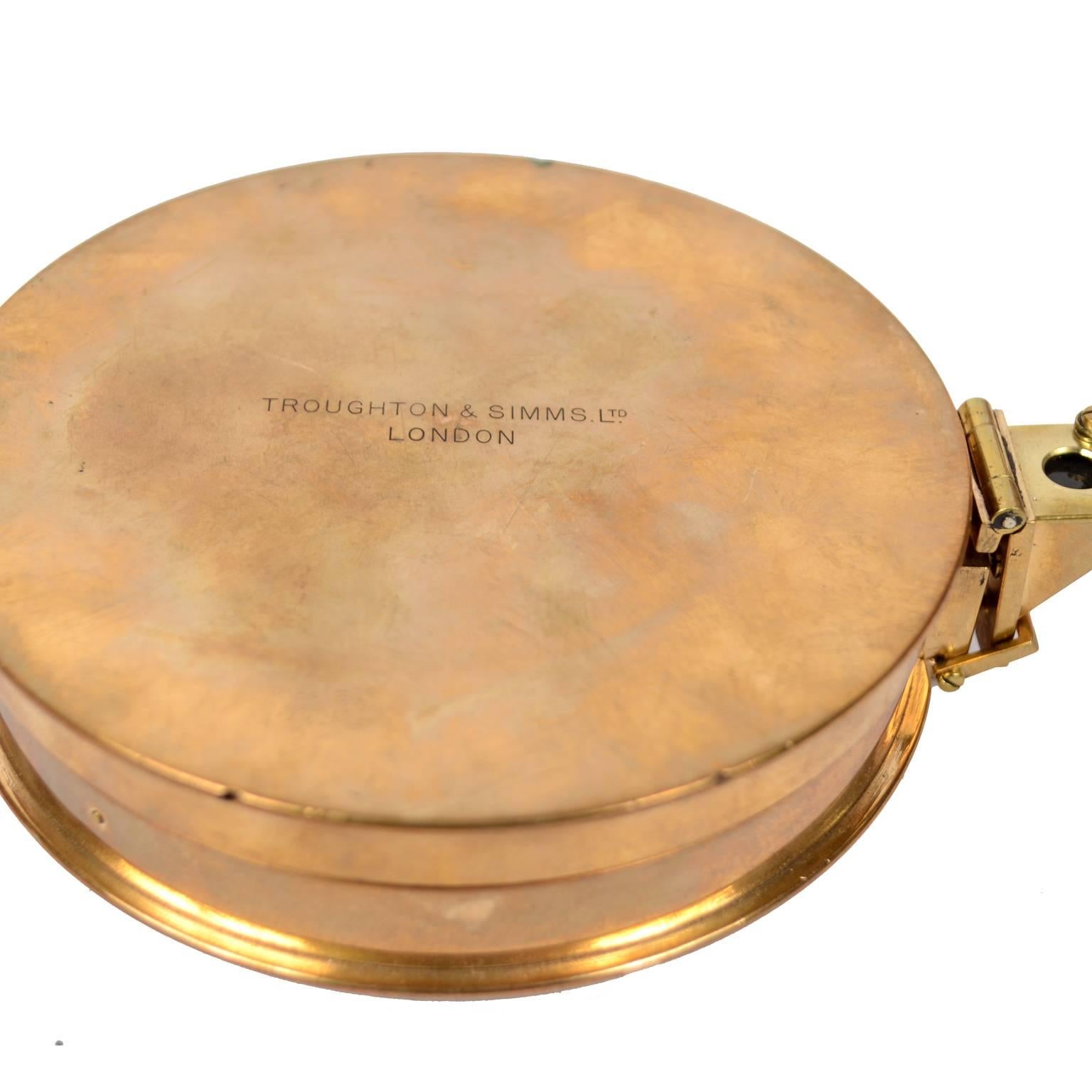 Survey Compass, Brass with Leather Case, Signed Troughton & Simms Ltd 7