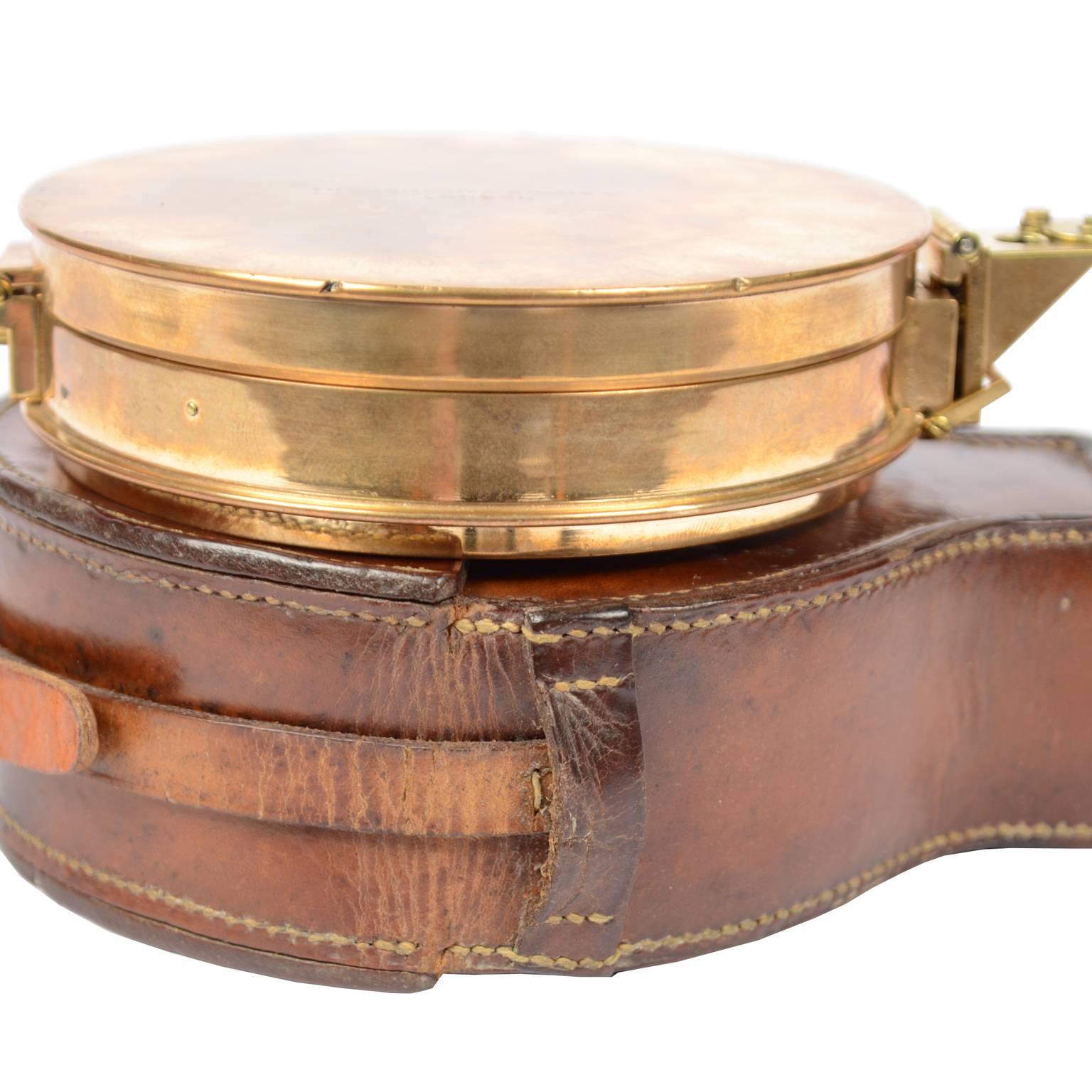 Survey Compass, Brass with Leather Case, Signed Troughton & Simms Ltd 11