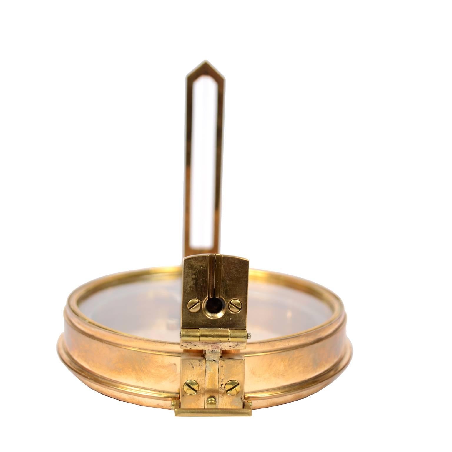 Survey Compass, Brass with Leather Case, Signed Troughton & Simms Ltd 1