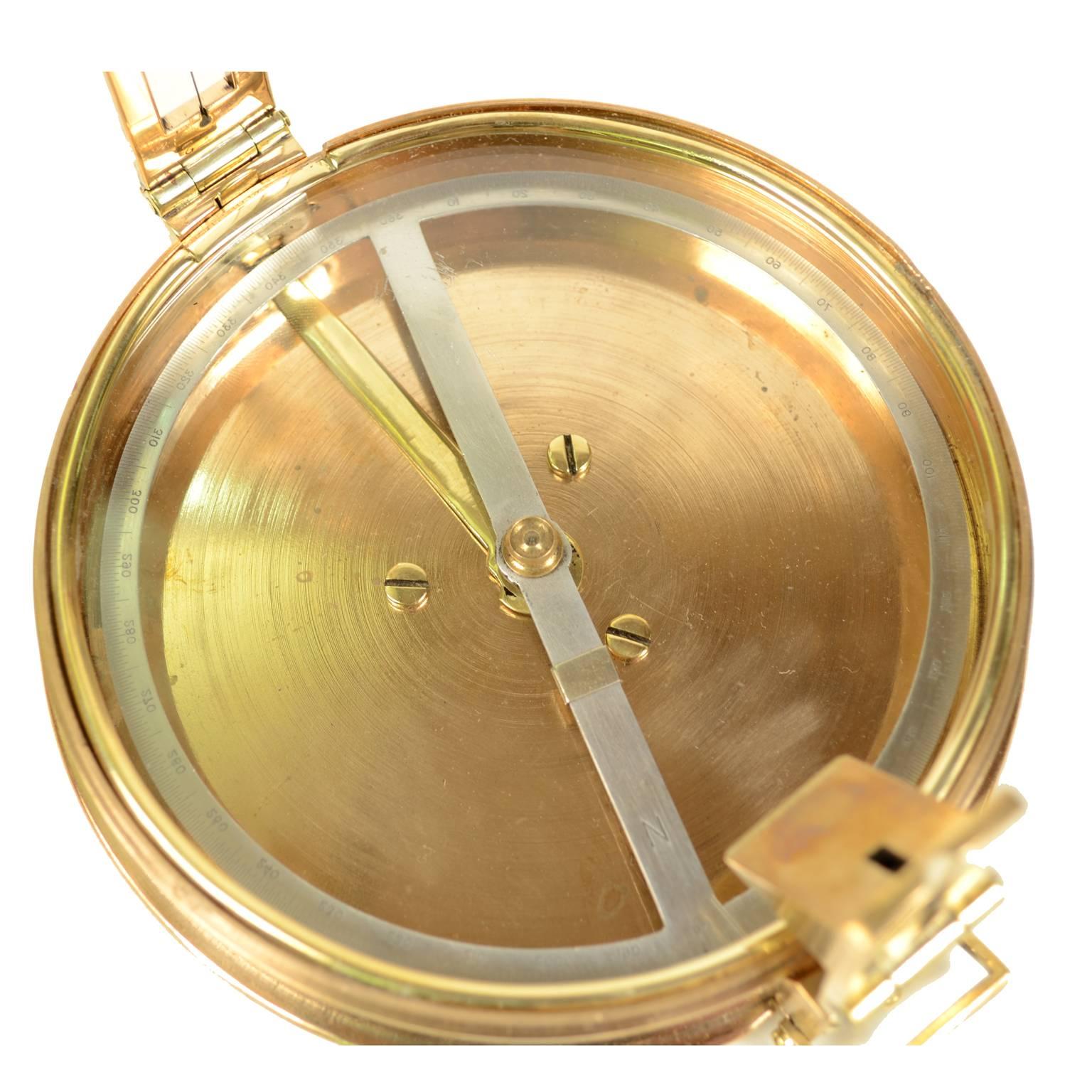 Survey Compass, Brass with Leather Case, Signed Troughton & Simms Ltd 3