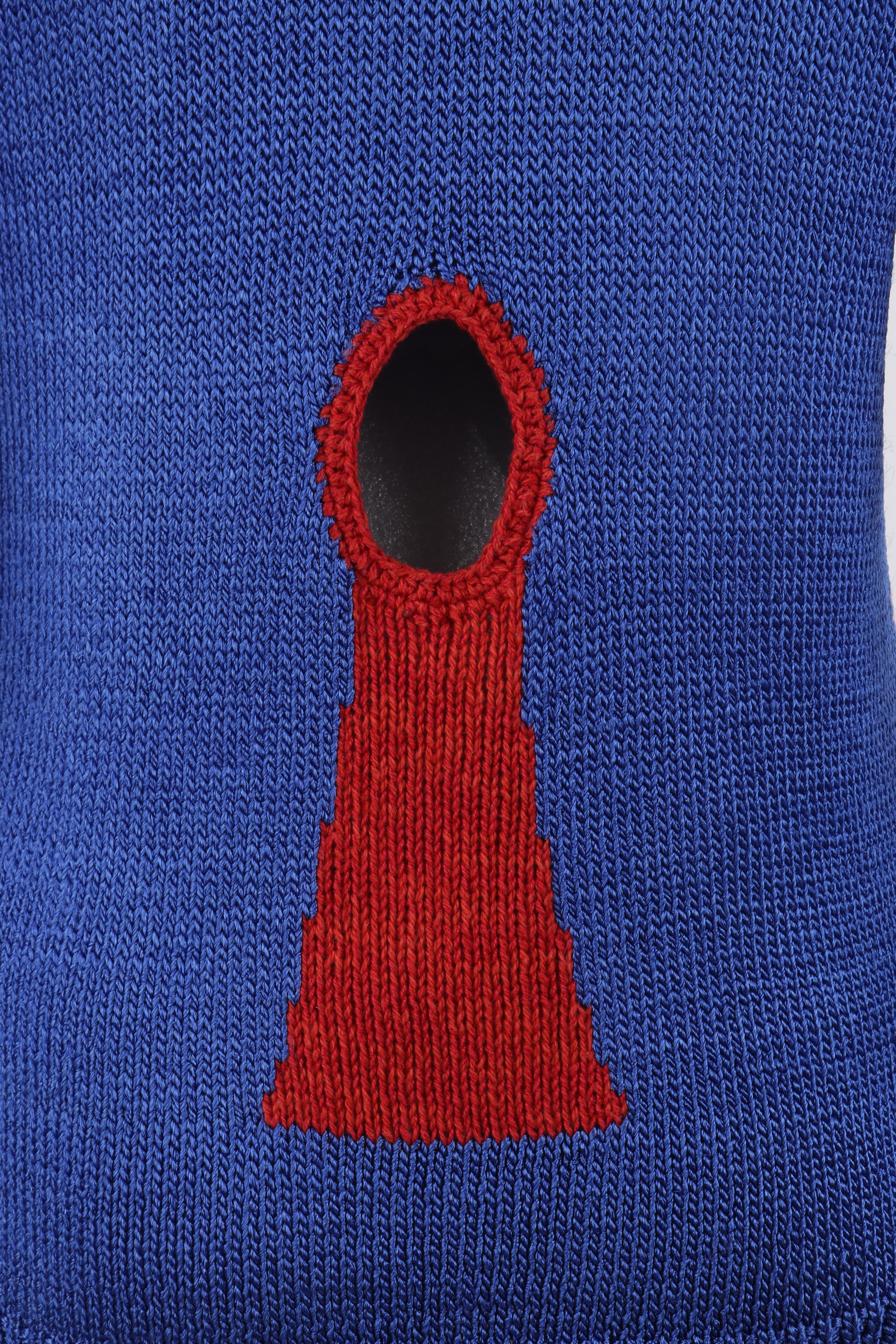 SURVIVAL OF THE FASHIONEST S/S 2020 Pull-over en tricot bleu Smiley Face Pull-over Top S en vente 7