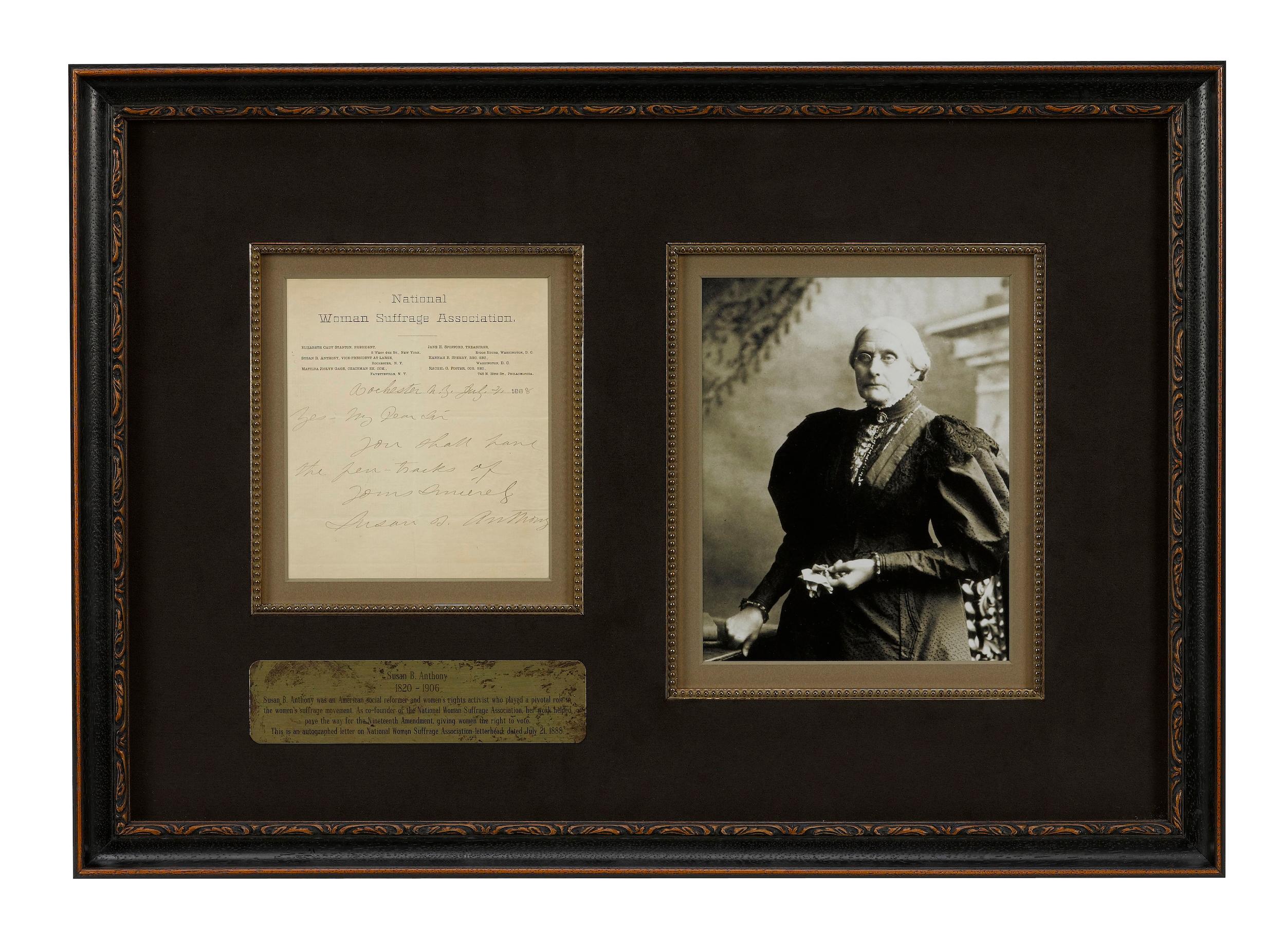 Carta Susan B. Anthony Lettera autografa firmata, datata 21 luglio 1888 in vendita