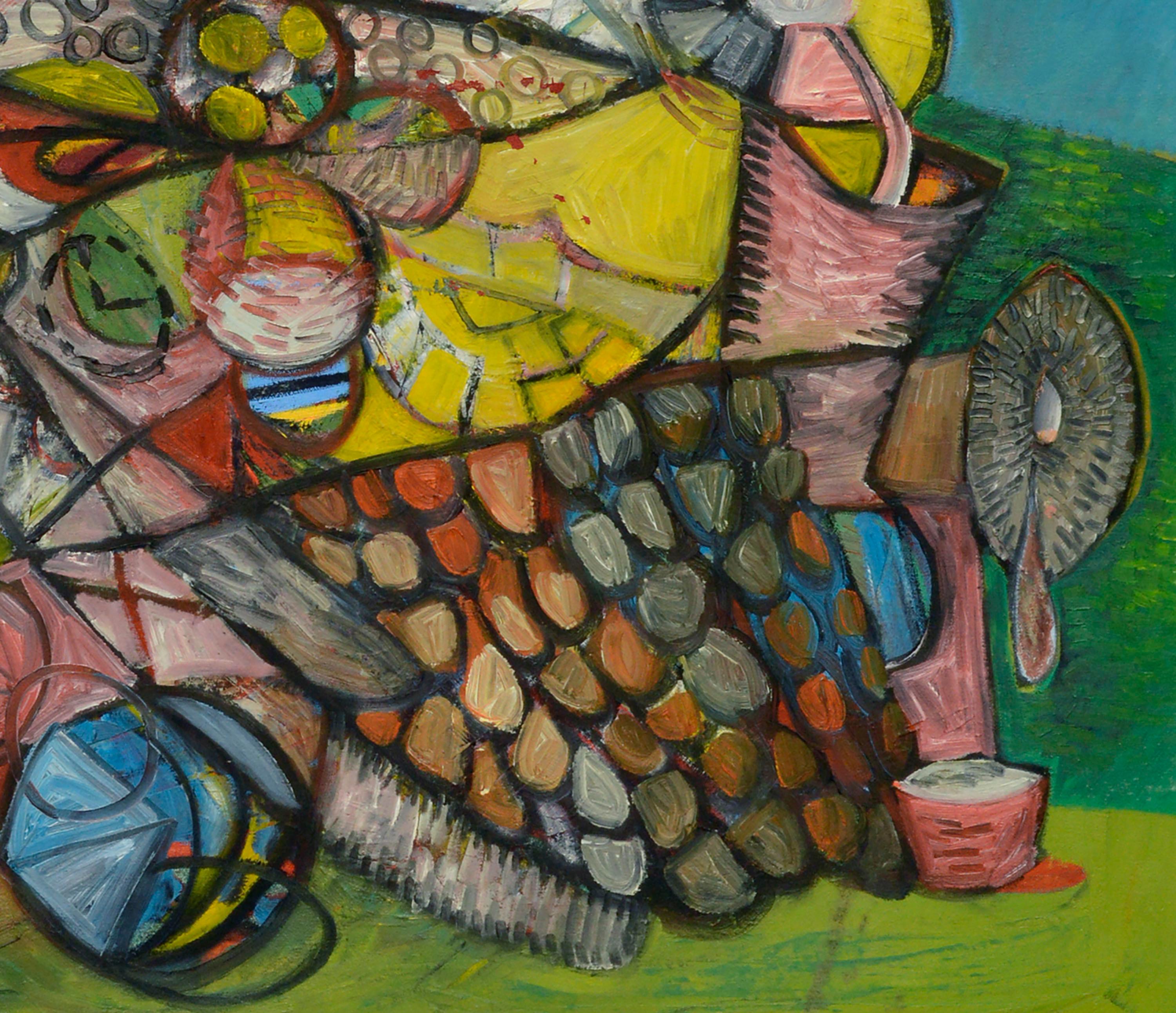 Samurai colorido, abstracto geométrico figurativo moderno a gran escala en venta 2