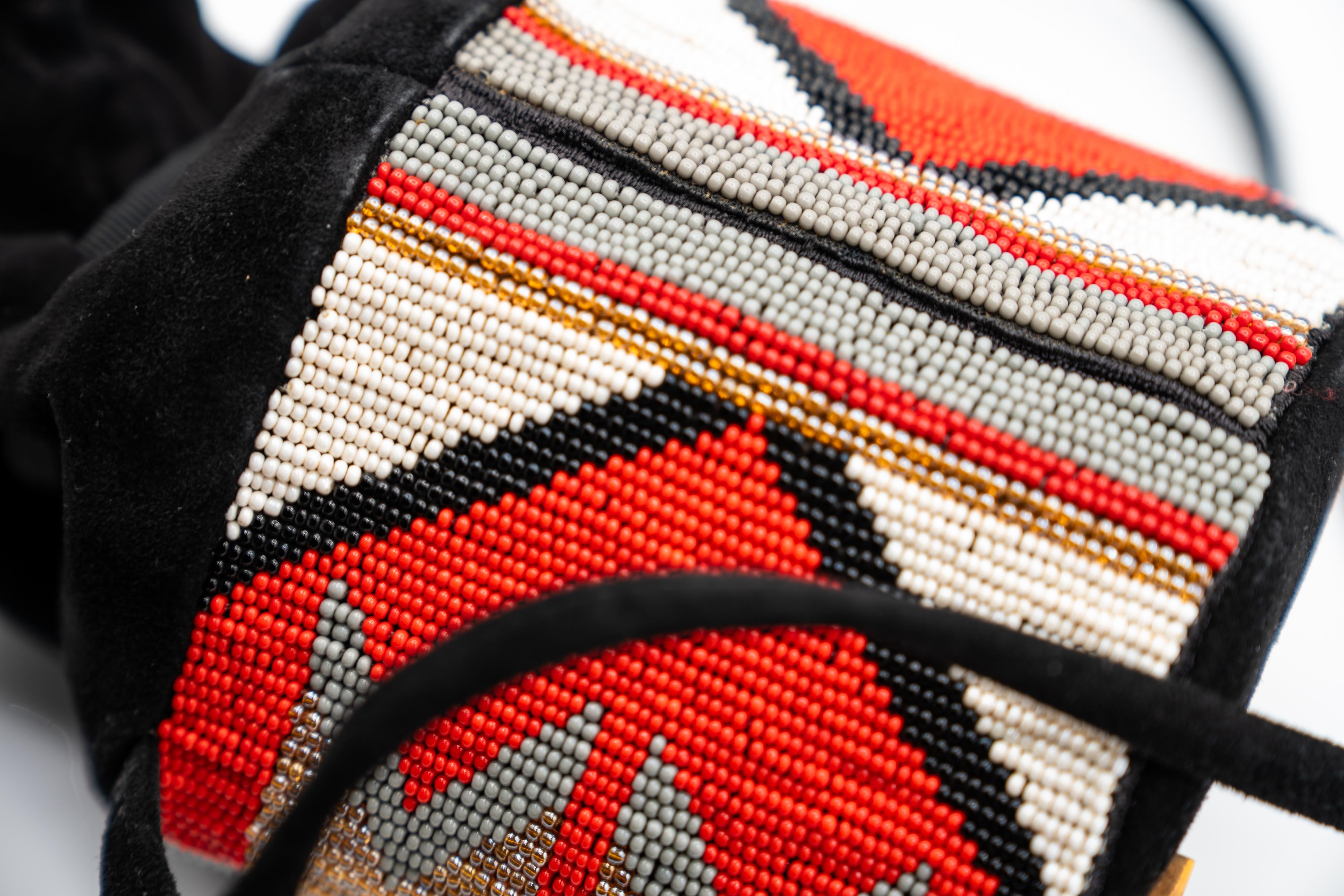 Susan Bennis Warren Edwards Beaded Suede Mini Bucket Bag For Sale 5