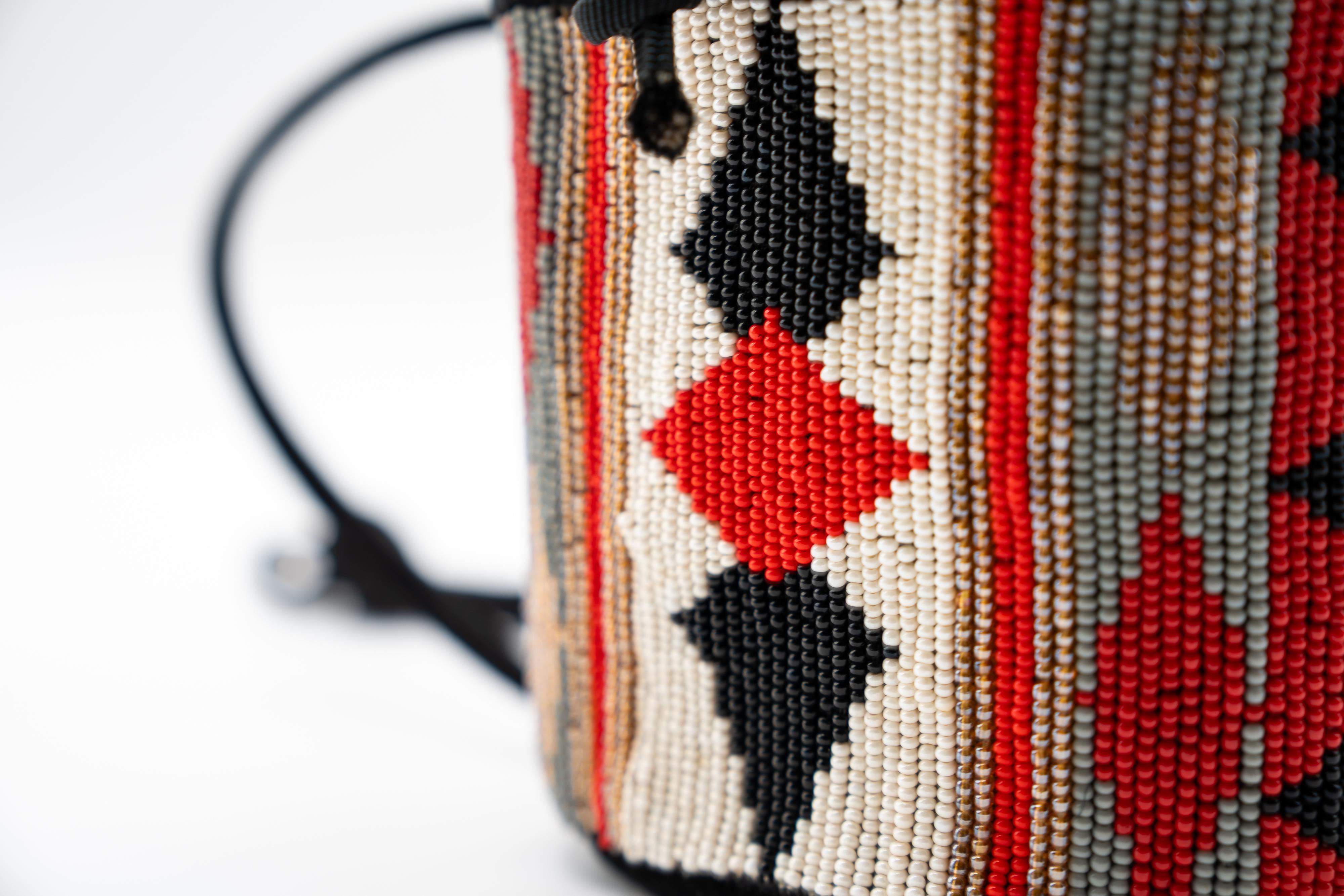Susan Bennis Warren Edwards Beaded Suede Mini Bucket Bag For Sale 4