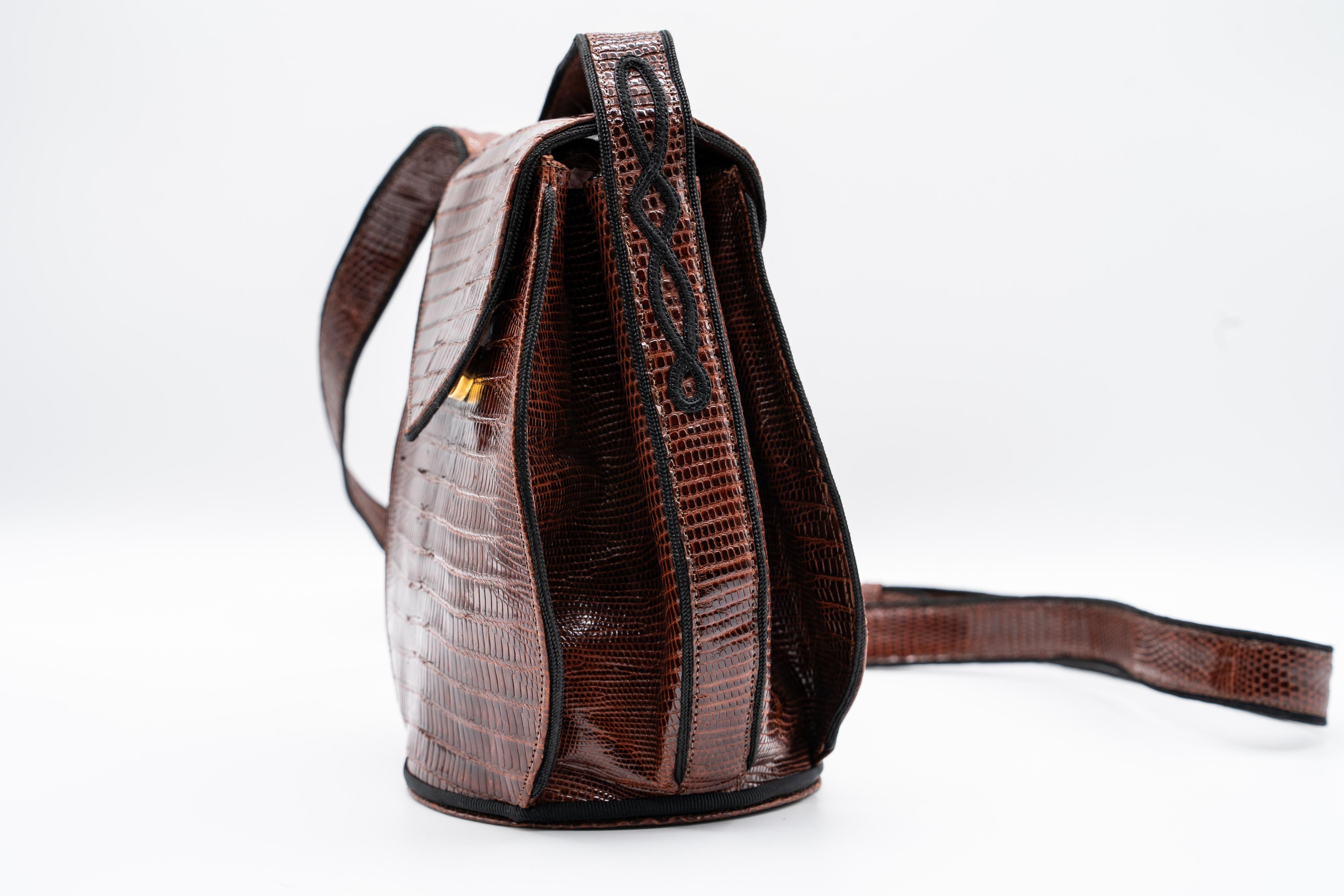 Black Susan Bennis Warren Edwards Brown Leather Teardrop Bag For Sale
