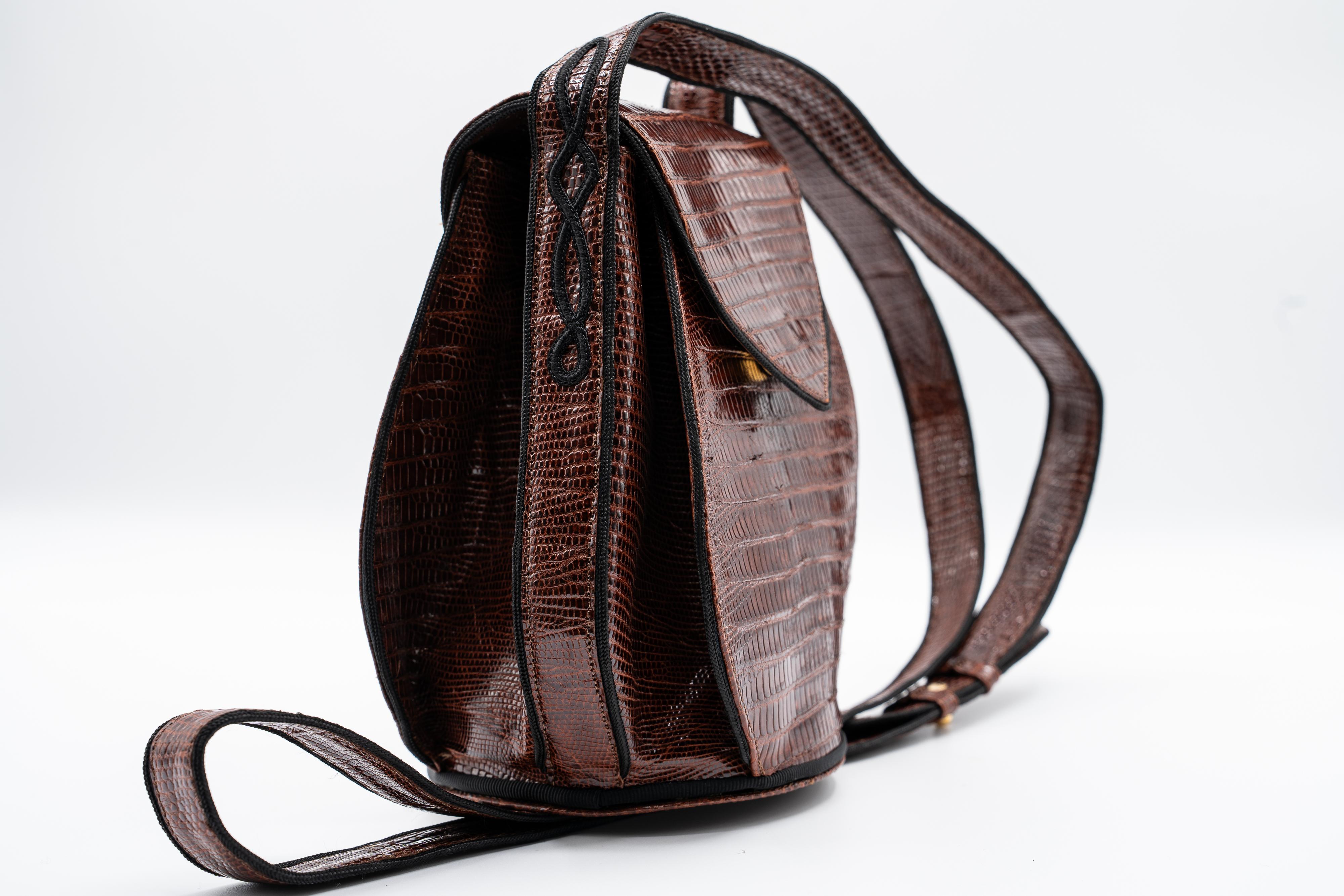 Women's Susan Bennis Warren Edwards Brown Leather Teardrop Bag For Sale