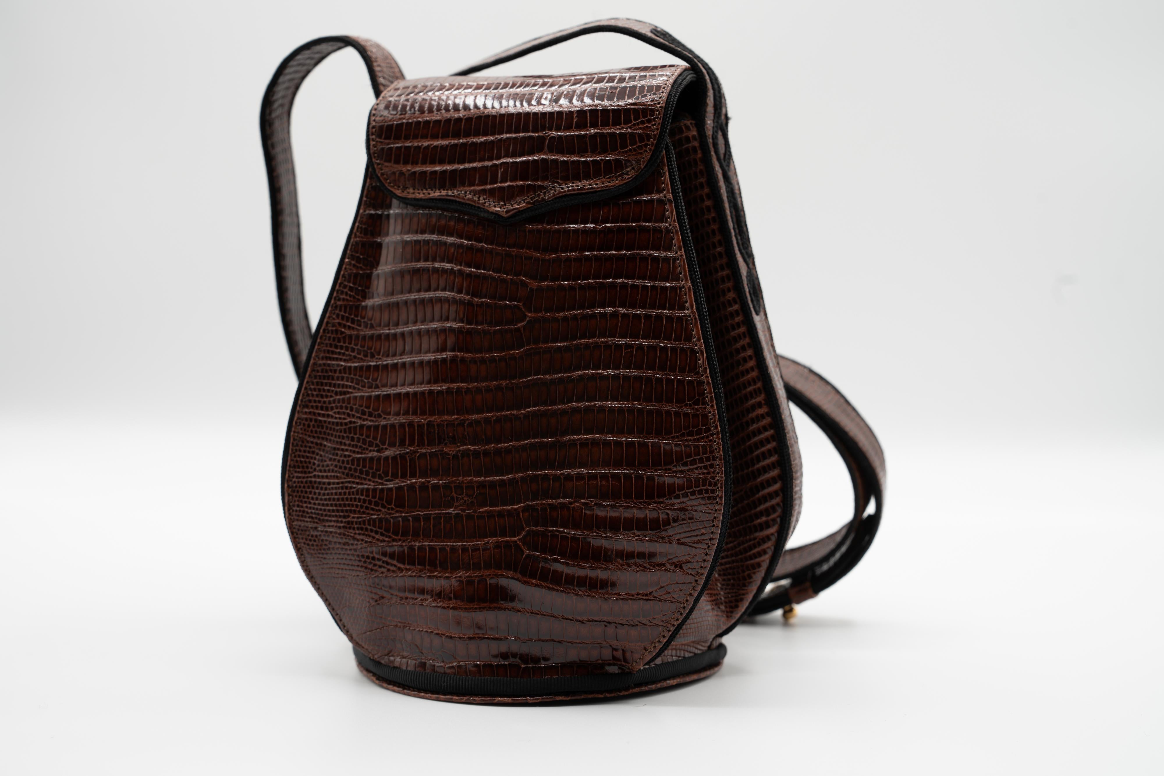 Susan Bennis Warren Edwards Brown Leather Teardrop Bag For Sale 1