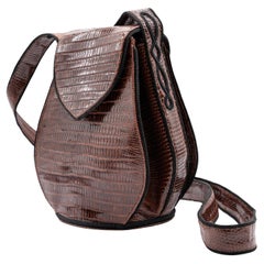 Susan Bennis Warren Edwards Brown Leather Teardrop Bag