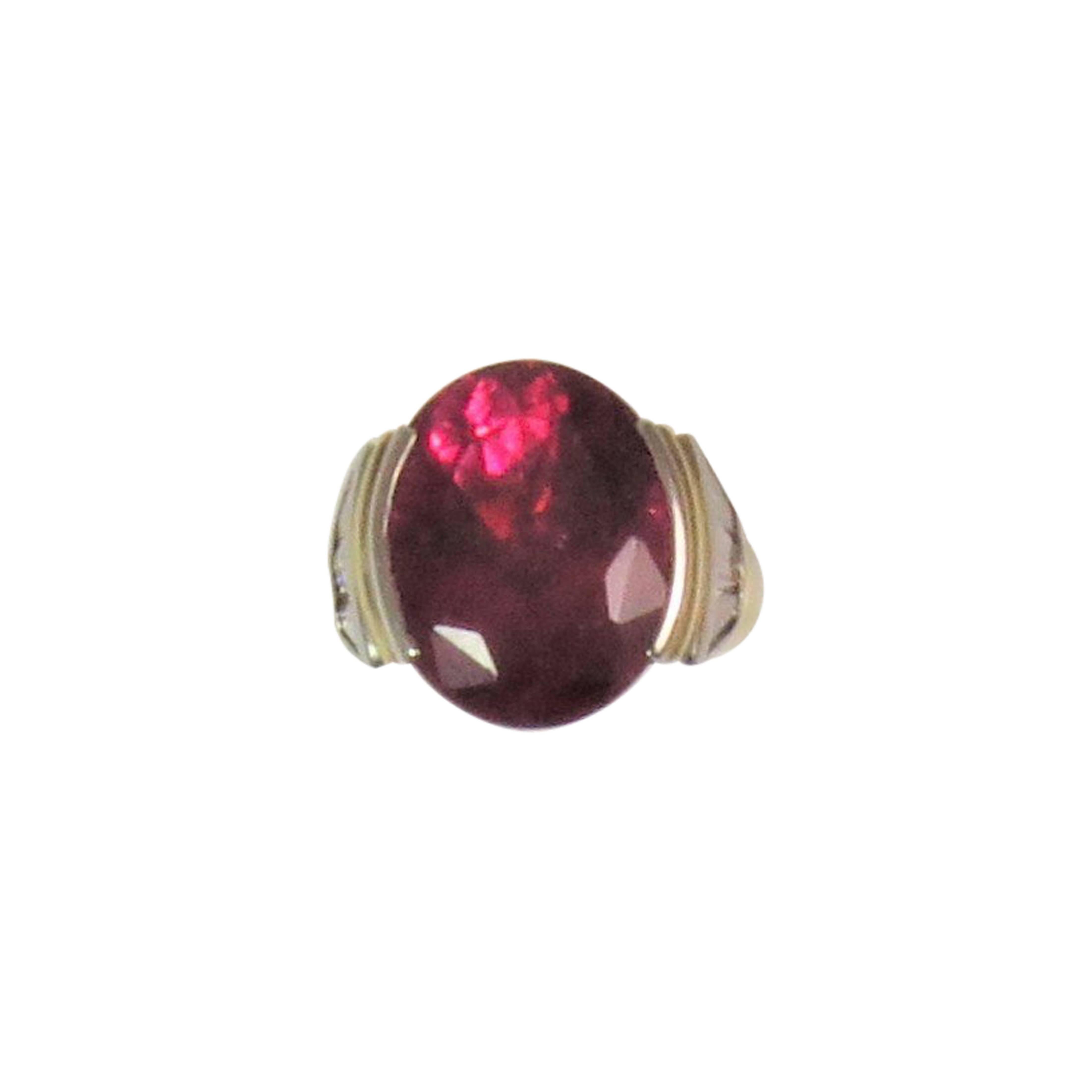 Susan Berman 18 Karat Yellow Gold and Platinum Ring with Rubellite and Diamonds For Sale