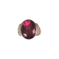 Susan Berman 18 Karat Yellow Gold and Platinum Ring with Rubellite and Diamonds