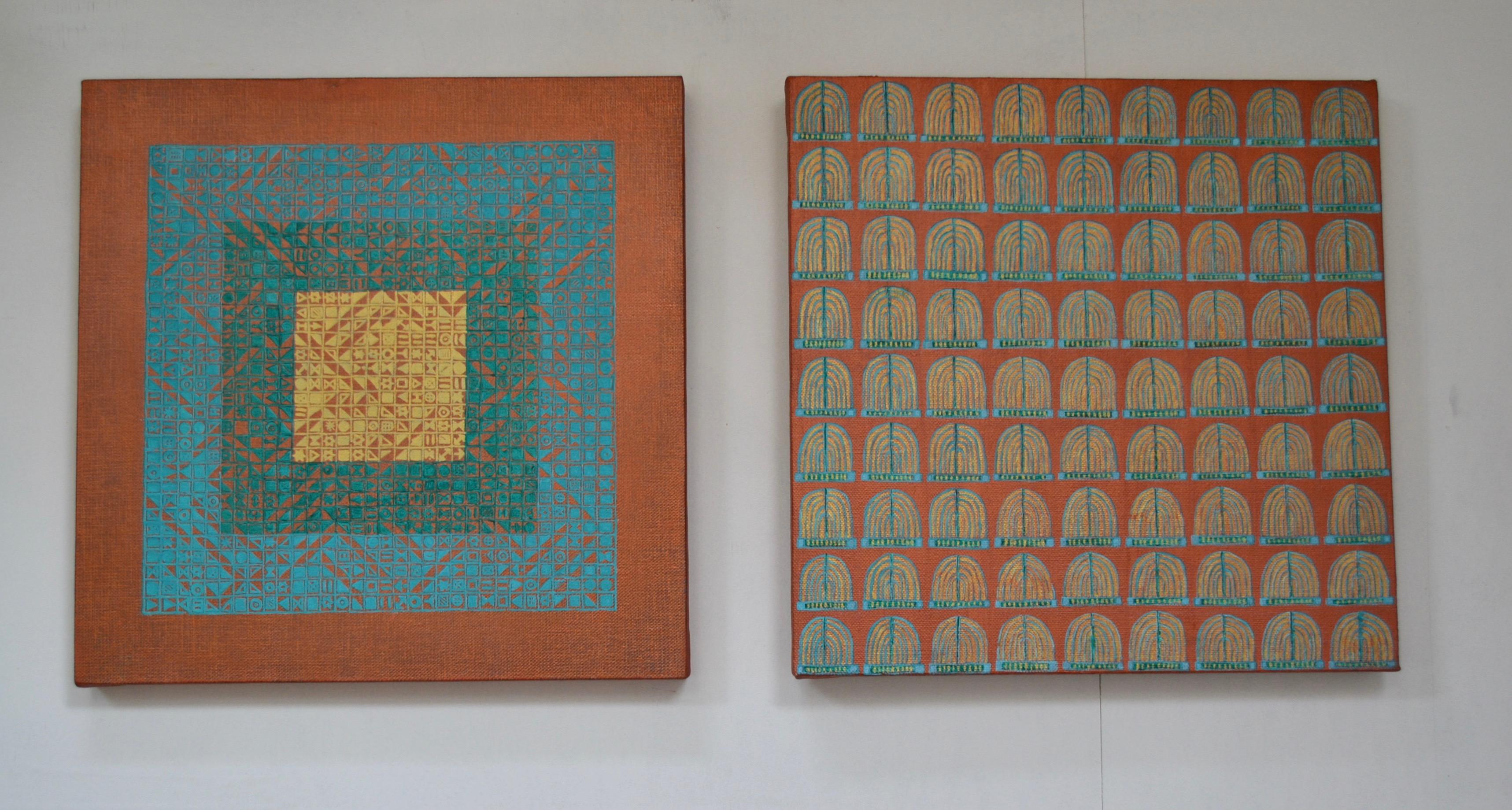 Fontaines de Marrakech, peinture à l'huile abstraite anglaise contemporaine - Expressionnisme abstrait Painting par Susan Bleakley