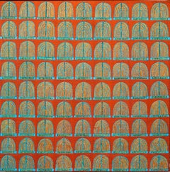 Fontane di Marrakesh, pittura ad olio astratta inglese contemporanea
