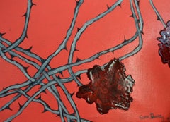 Entanglement rose. Peinture à l'huile contemporaine