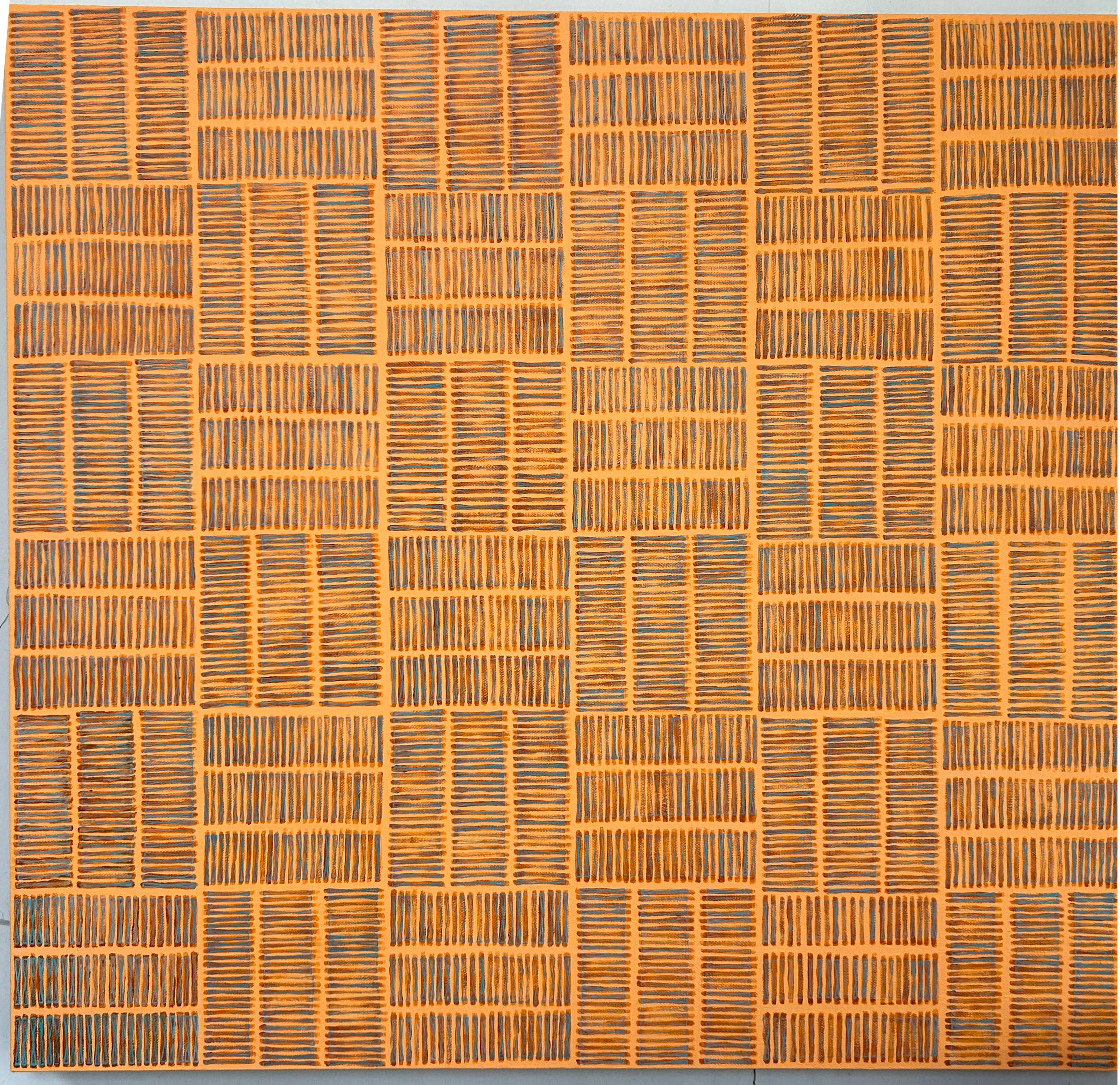 Susan Bleakley Abstract Painting – "Oberflächenspannung auf einem Aprikosenmeer". Großes zeitgenössisches Abstarct-Ölgemälde