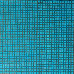 Turquoise et bronze. Peinture à l'huile abstraite contemporaine