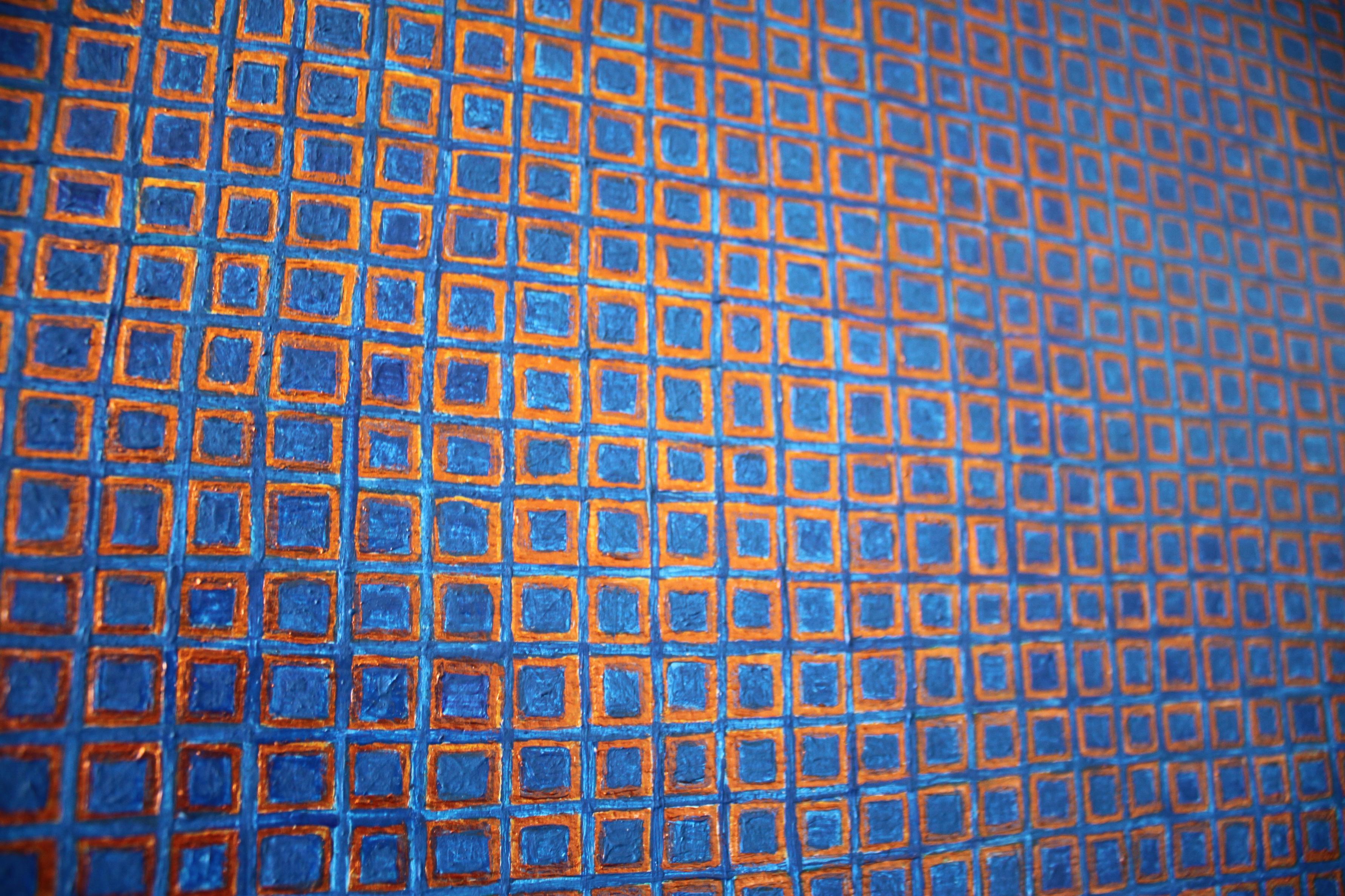 Walking Through The Blue (Vendre à travers le bleu). Peinture à l'huile abstraite contemporaine - Abstrait Painting par Susan Bleakley