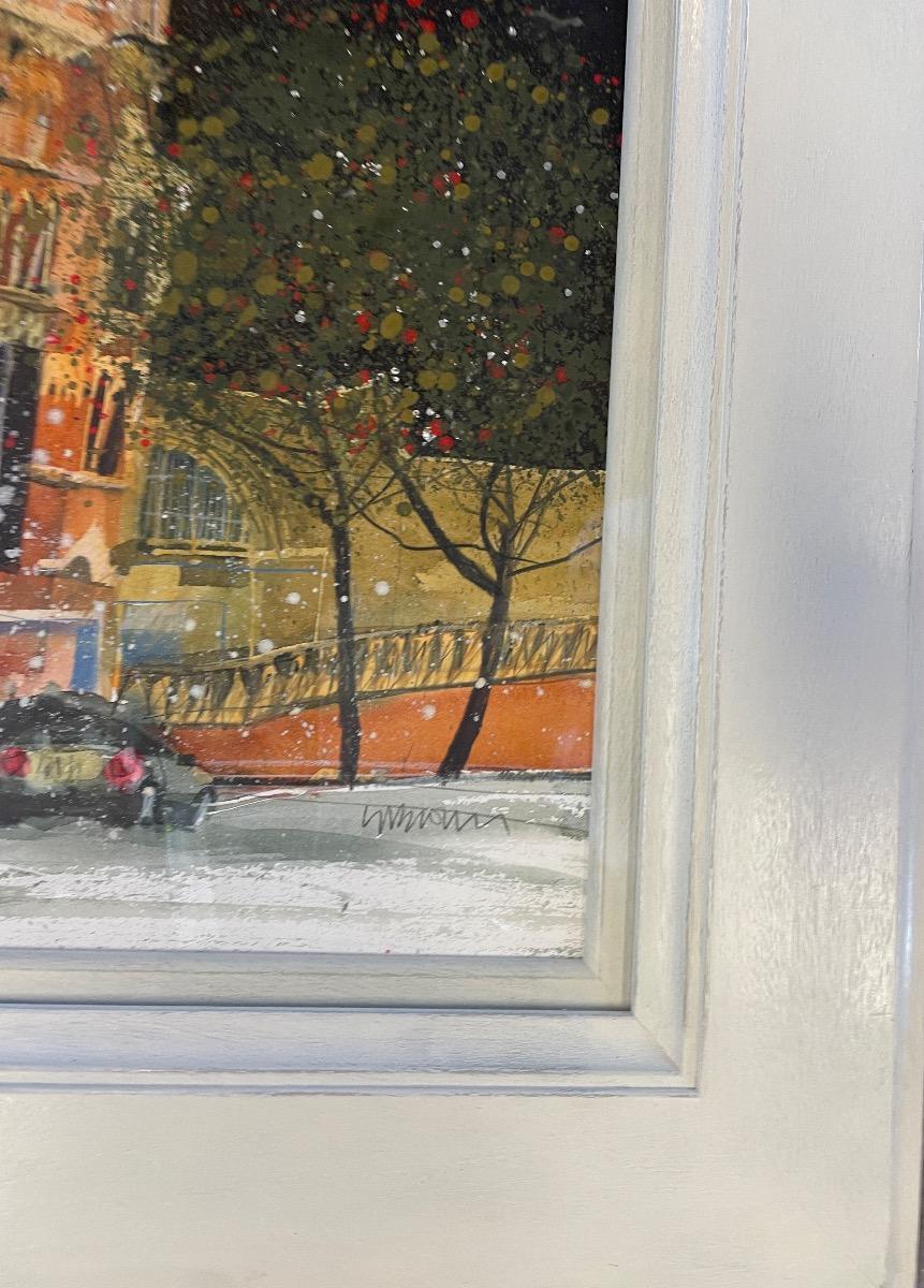 Arrivi a tarda notte, St Pancras, Londra, Quadro originale, Londra, Edifici - Art di Susan Brown 