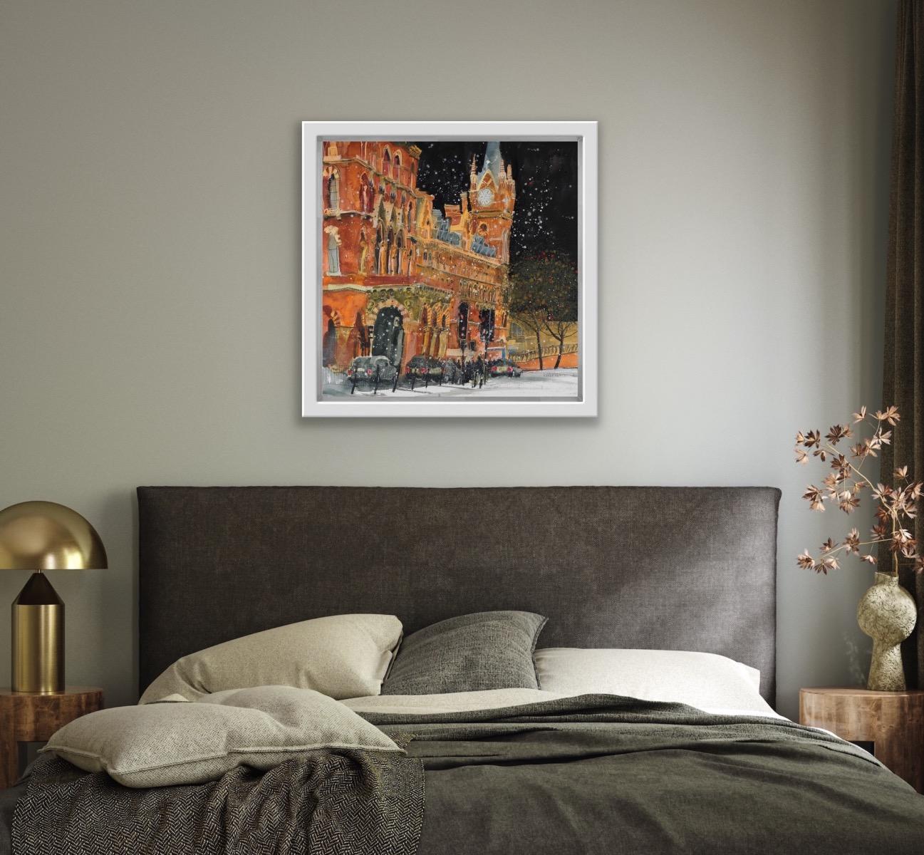 Late Night Arrivals, St Pancras, London, Original painting, London, Buildings  For Sale 1