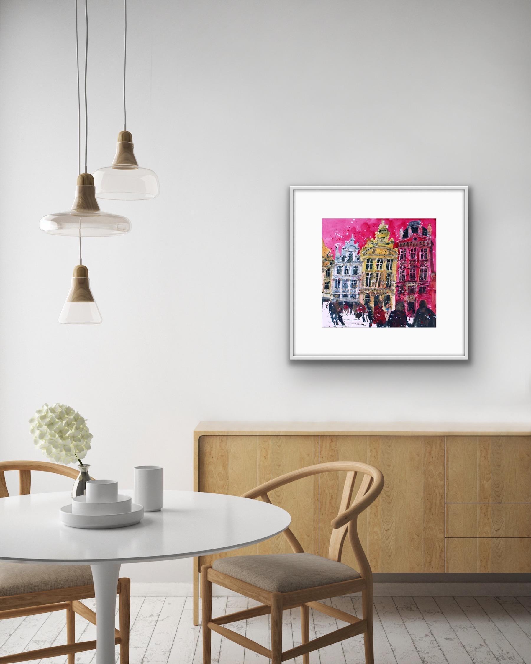 Brussels Theatrical Centrepiece, Bright Impressionist Print, Art of Belgium For Sale 4