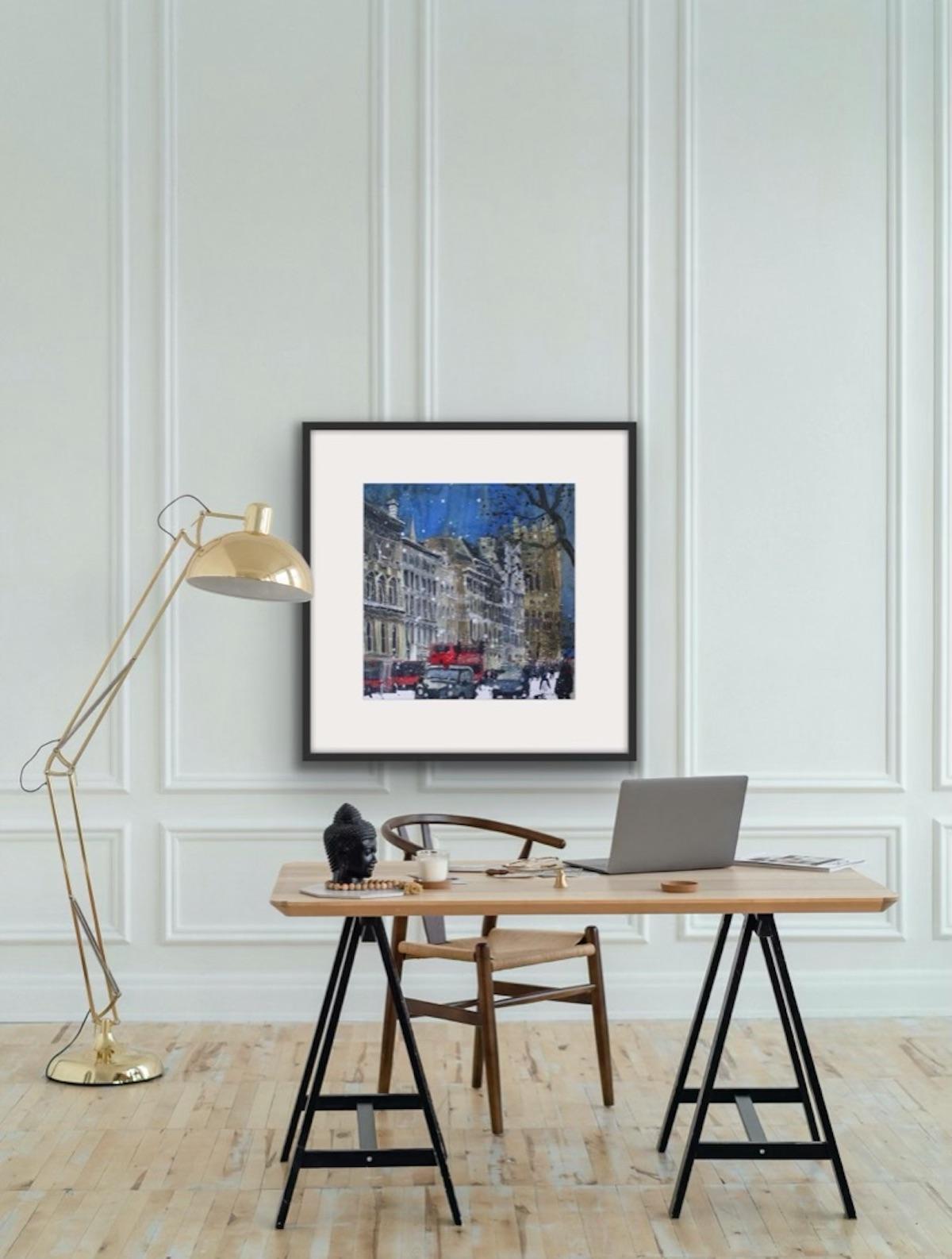 Winter Day Parliament by Susan Brown, Impressionist style art , London art - Gray Print by Susan Brown 