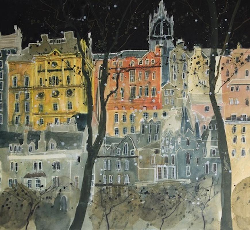 Otoño, Edimburgo 1, pintura original, paisaje, contemporáneo - Painting Contemporáneo de Susan Brown