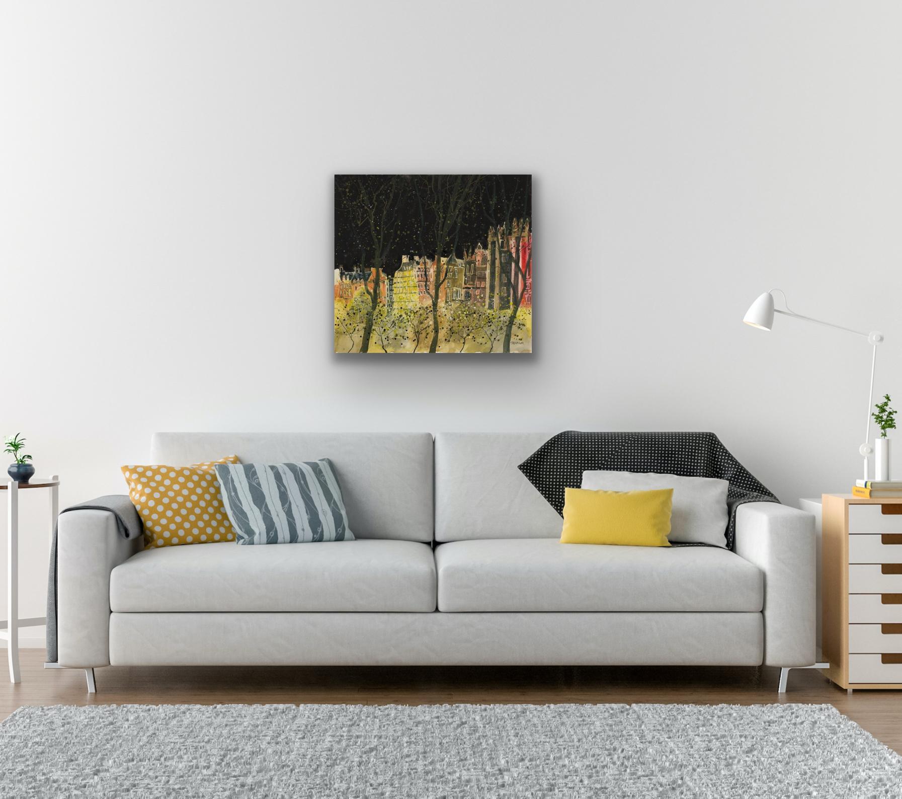 Otoño, Edimburgo 3, pintura original, paisaje, contemporáneo - Painting Contemporáneo de Susan Brown