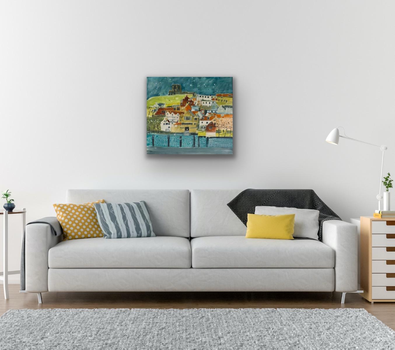 From Pier Road, Whitby, original painting, landscape, contemporary For Sale 2